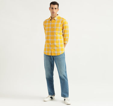 Men's Slim Fit Spread Collar Checked Shirts