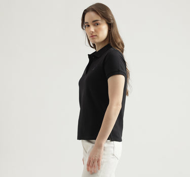 Regular Fit Polo Neck Solid Women's T-Shirt