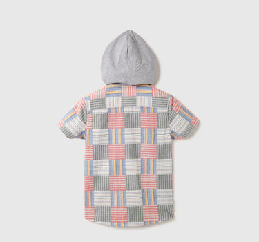 Boys Checked Hood Shirt