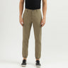 Men's Solid Jogger Fit Trousers with Button Closure