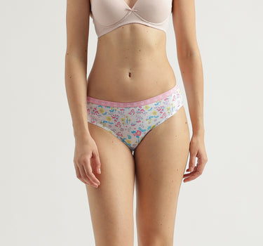 Pack of 3 Floral Print & Solid Colour Low Rise Briefs