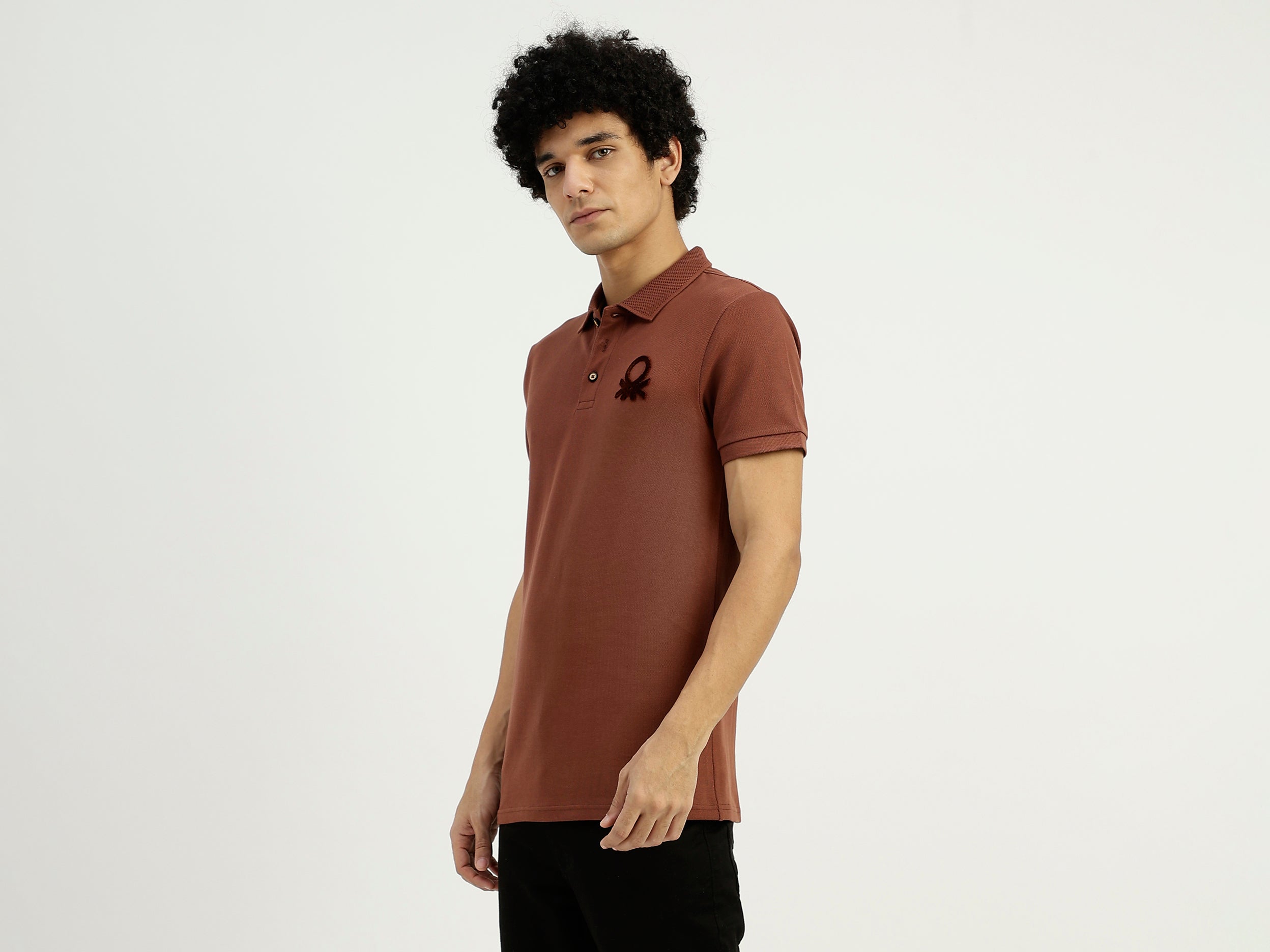 Regular Fit Ribbed Collar Solid T-Shirt