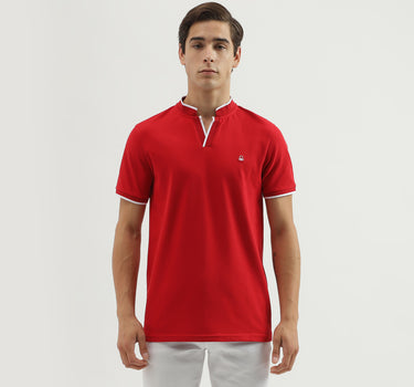 Men's Regular Fit Polo Neck Solid T-Shirt