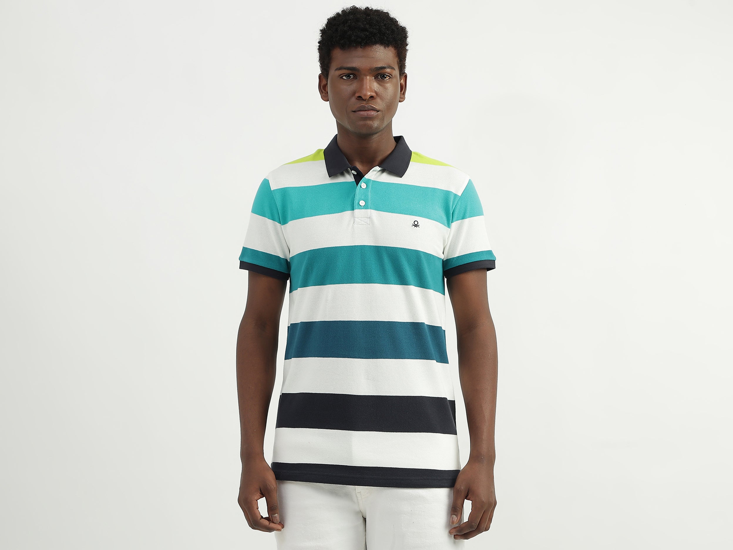 Cotton Striped Polo Collar Mens T-shirts