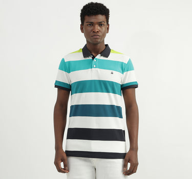 Cotton Striped Polo Collar Mens T-shirts