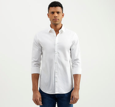 Slim Fit Spread Collar Solid Shirt