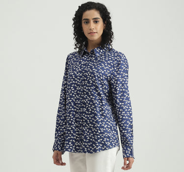 Viscose Printed Spread Collar Women Shirts