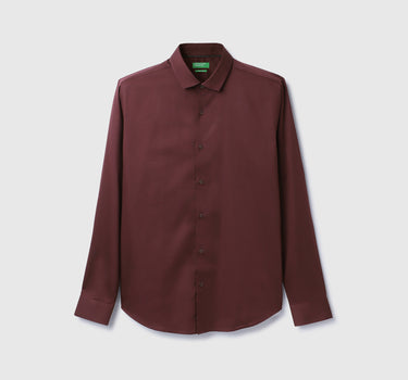 Slim Fit Spread Collar Solid Shirt