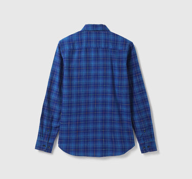 Men Checked Spread Collar Shirt