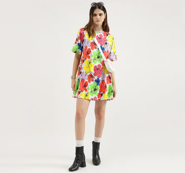 Regular Fit Round Neck Printed Dress