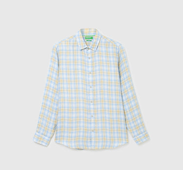 Men Checked Spread Collar Shirt