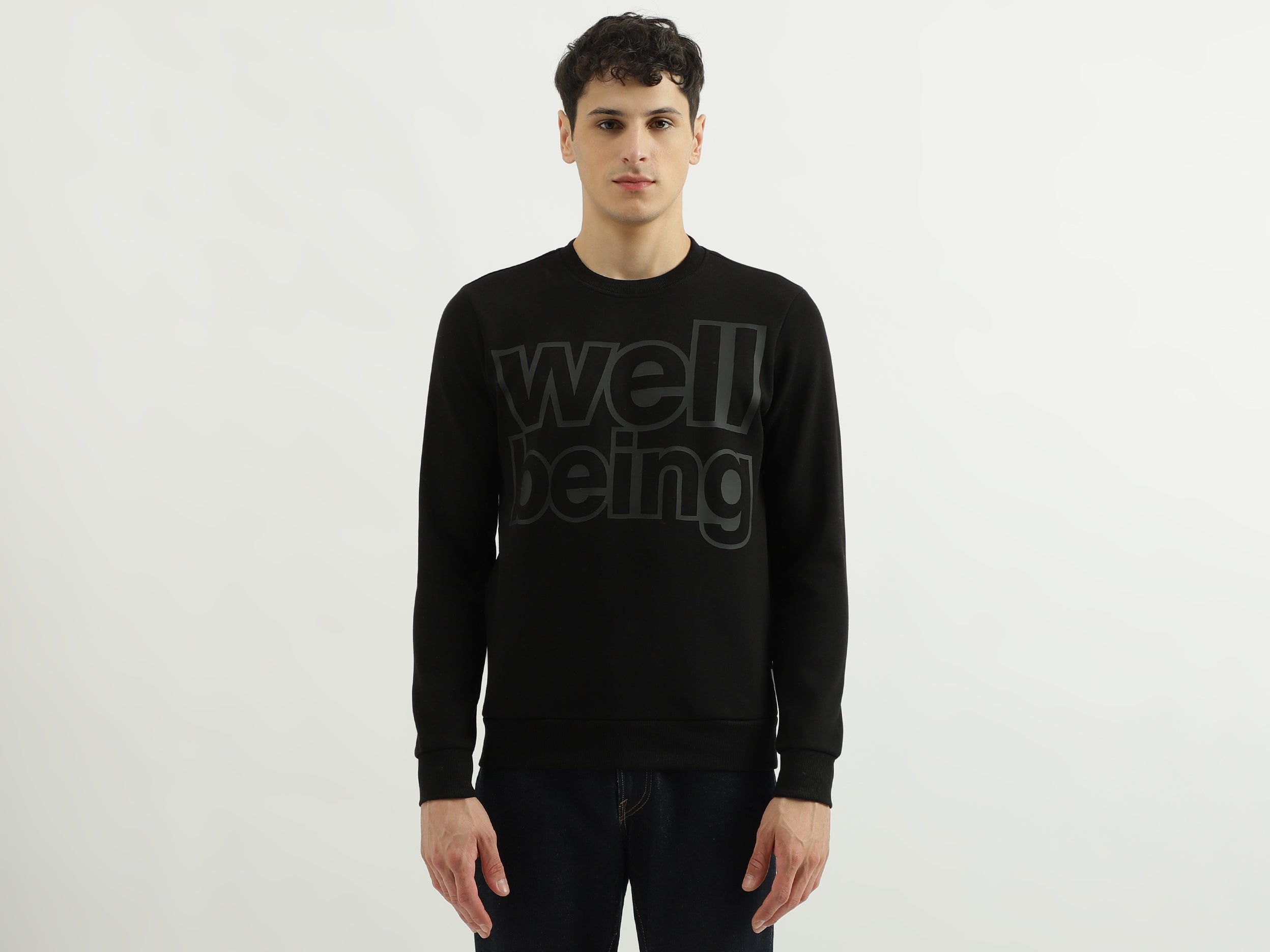 Regular Fit Round Neck Graphic Print Sweatshirt