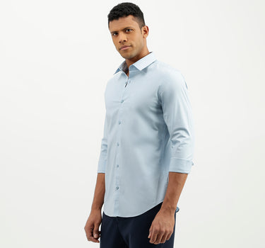 Slim Fit Spread Collar Solid Shirt