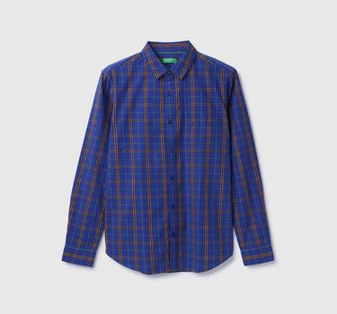 Slim Fit Spread Collar Checkered Shirt