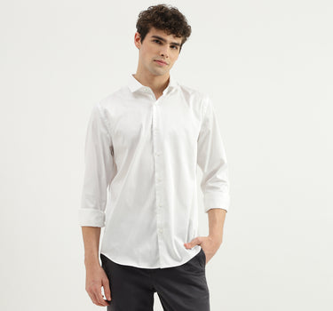 Slim Fit Spread Collar Solid Shirt