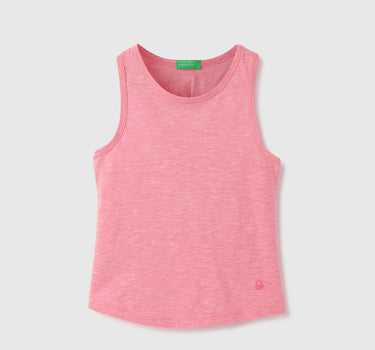 Regular-Fit Round Neck Solid Tank Top With Back Knot Detail