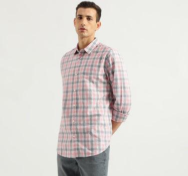 Men's Slim Fit Spread Collar Checked Shirts