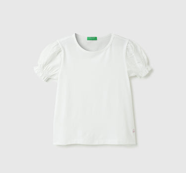 Regular-Fit Round Neck Solid Top With Smocking Detail