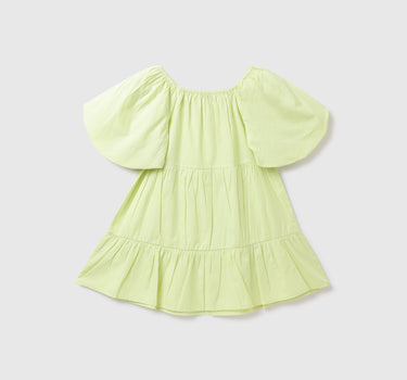 Cotton Solid Round Neck Girls Dresses