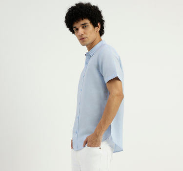 Slim Fit Spread Collar Solid Shirt