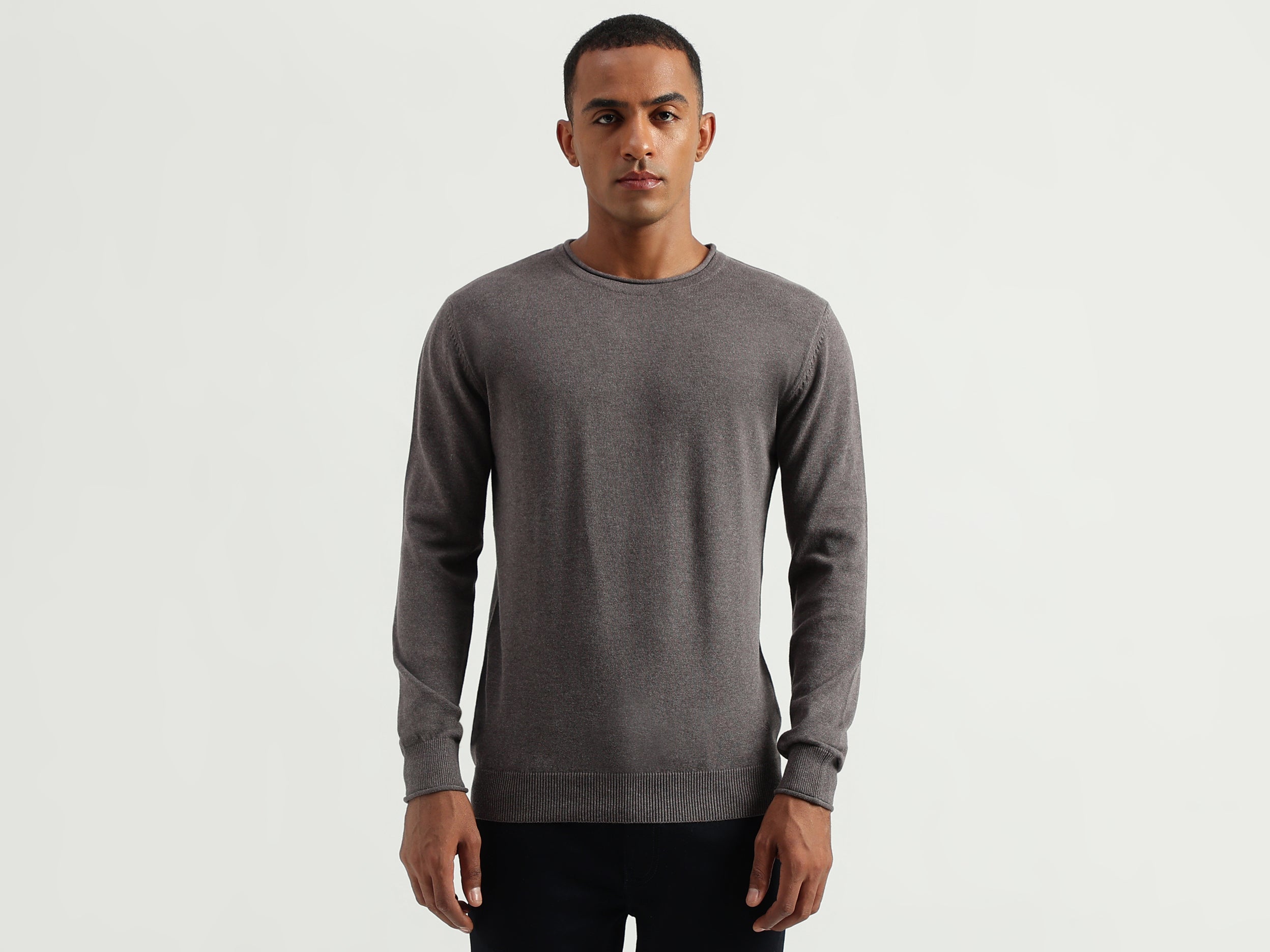 Men's Regular Fit Round Neck Solid Sweaters