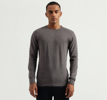 Men's Regular Fit Round Neck Solid Sweaters