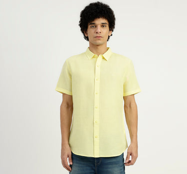 Slim Fit Spread Collar Solid Shirt