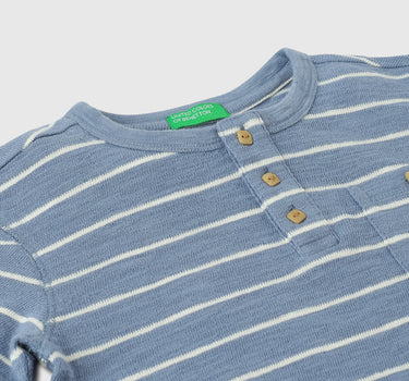 Regular-Fit Henley Collar Striped T-Shirt