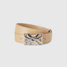 BEIGE BELT WITH LOGOED BUCKLE