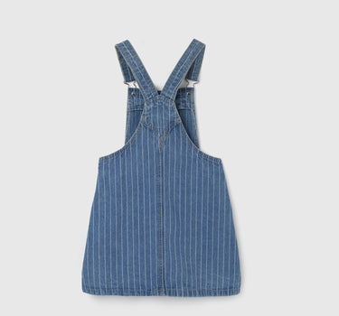 Girl's Regular Fit Square Neck Striped Dungaree