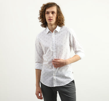 Men Printed Spread Collar Shirt