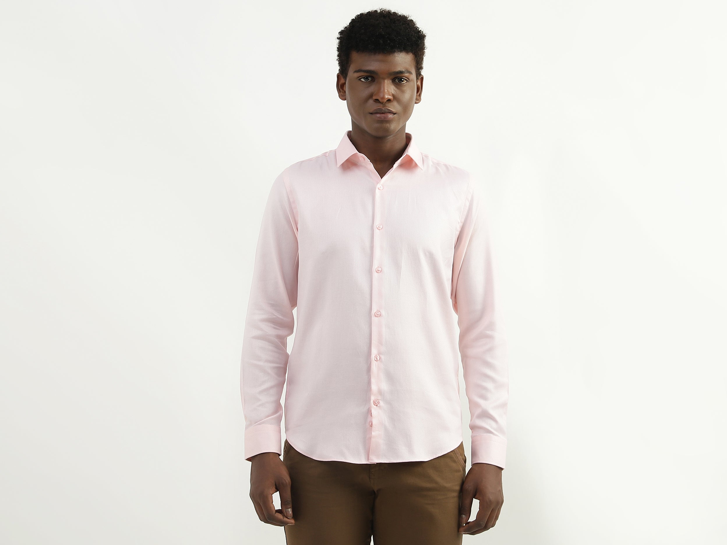 Cotton Solid Spread Collar Mens Shirts