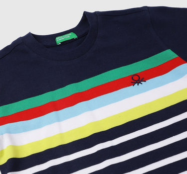 Cotton Striped Round Neck Boys T-shirts