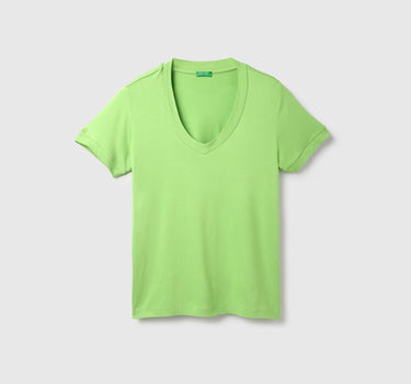 Viscose Solid V-Neck Women T-shirts