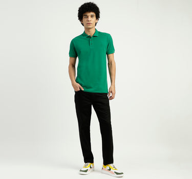 Regular Fit Ribbed Collar Solid T-Shirt