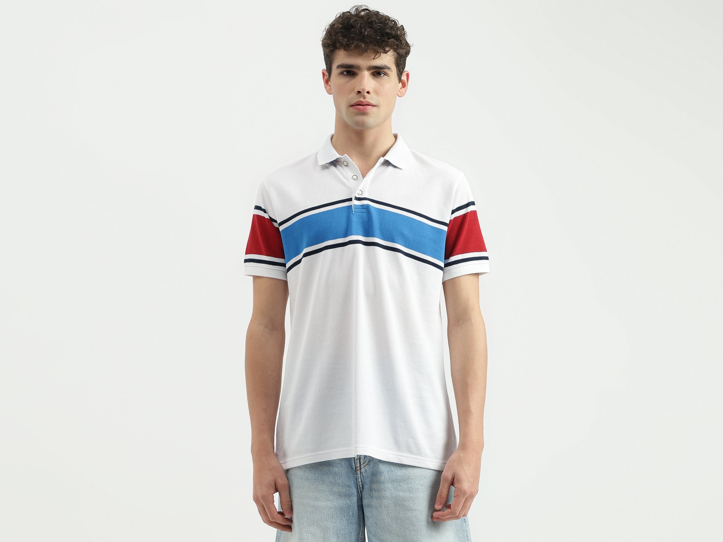 Regular Fit Polo Neck Colorblock T-Shirt