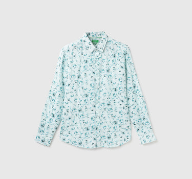 Slim Fit Spread Collar Floral Print Shirt