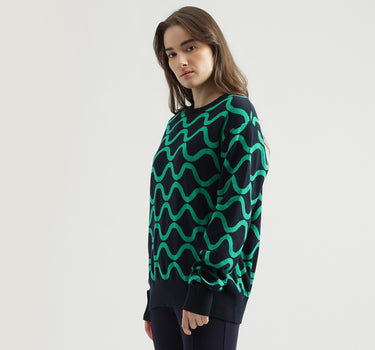 Women's Regular Fit Crew Neck Printed Sweater