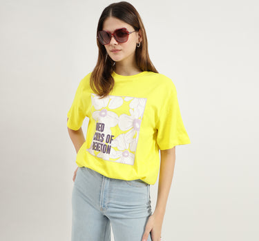 Relaxed Fit Round Neck Floral Print T-Shirts