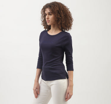 Regular Fit Round Neck Solid Pattern Top