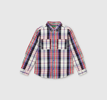 Boy's Regular Fit Spread Collar Checked Shirt