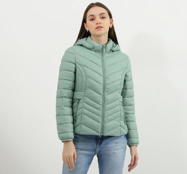 Women Quilted Hooded Neck Jacket