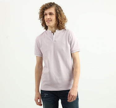 Men Solid Stand Collar T-Shirt