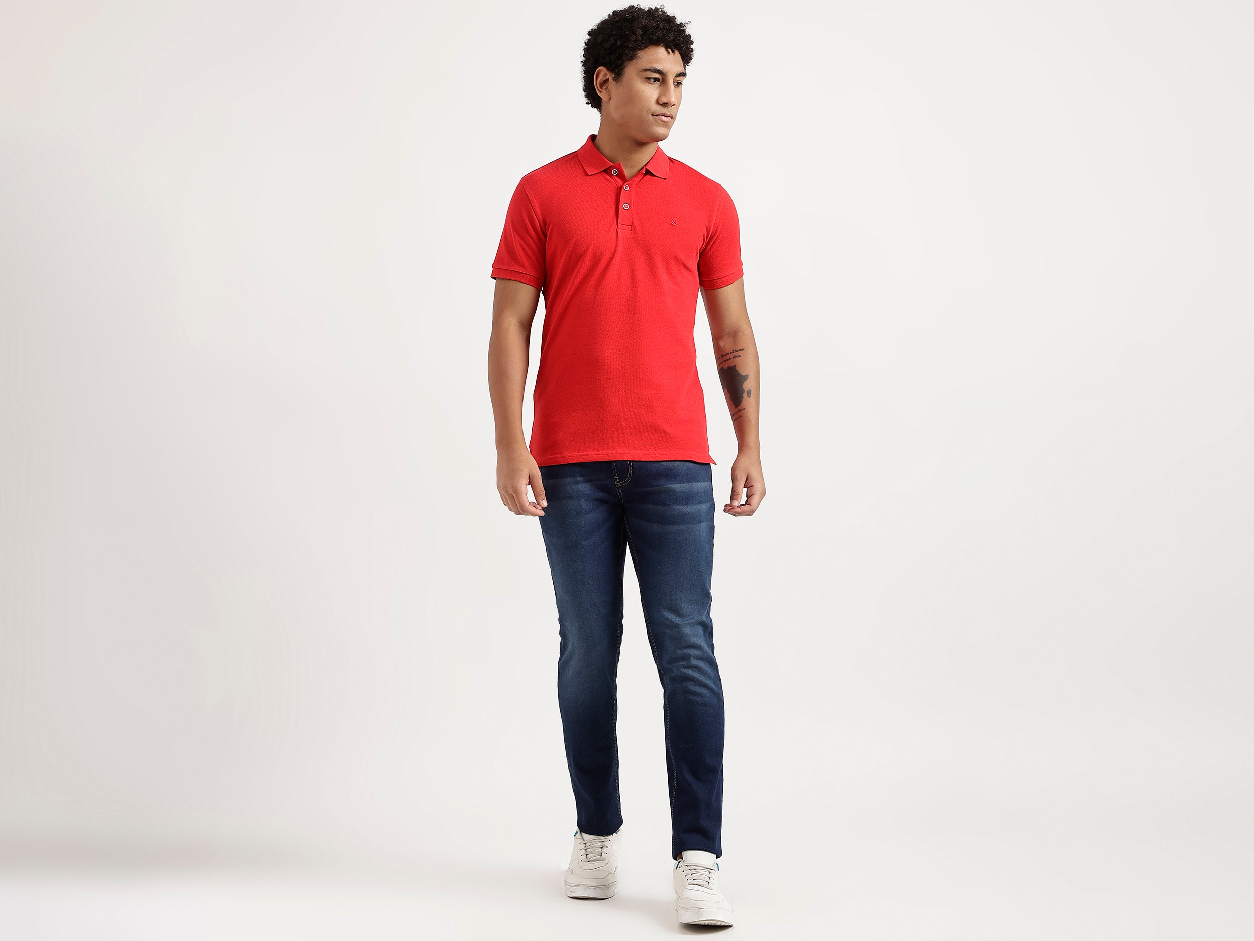 Men Red Solid Regular Polo T Shirt