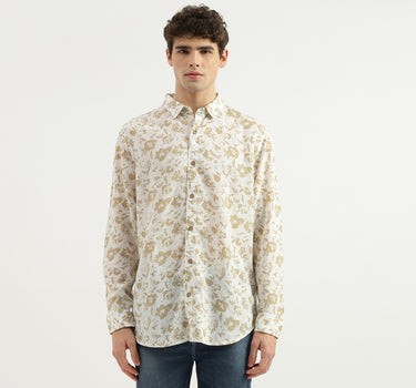 Slim Fit Spread Collar Floral Print Shirt