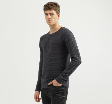 Men's Regular Fit Crew Neck Textured Sweater