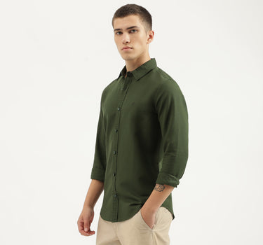 Slim Fit Spread Collar Solid Shirts