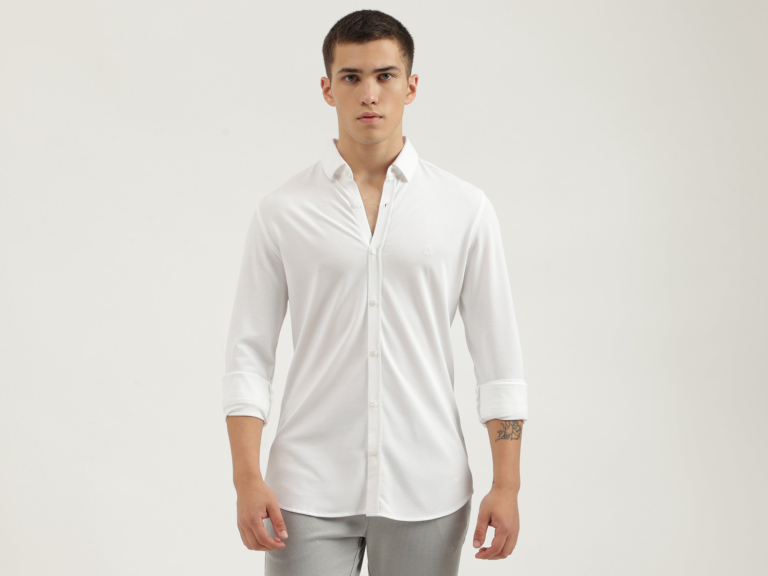 Slim Fit Spread Collar Solid Shirts