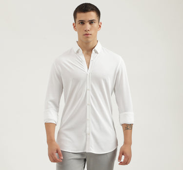 Slim Fit Spread Collar Solid Shirts