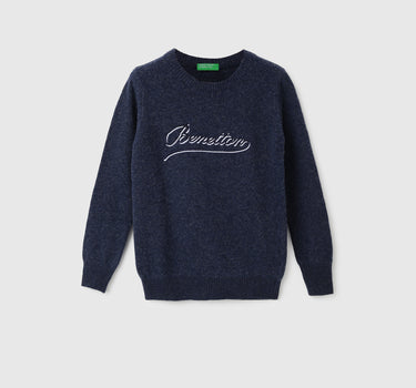 Boys Embroidered Logo Round Neck Sweater